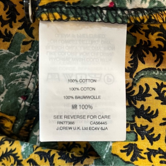 J. Crew Blouse Women’s Size 14 Yellow Off Shoulder Elephant Print Ruffle Cropped - Picture 7 of 8